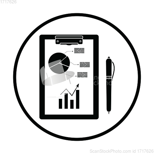 Image of Writing tablet with analytics chart and pen icon