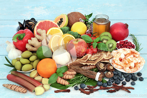 Image of Large Collection of Immune Boosting Health Foods