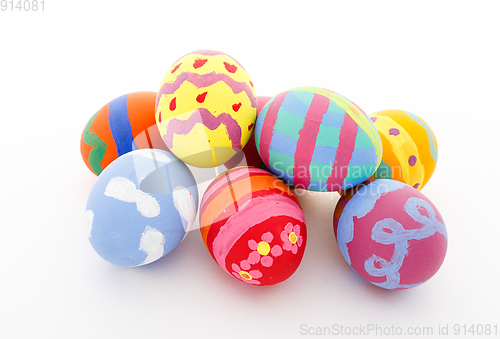 Image of Children paint colorful easter egg