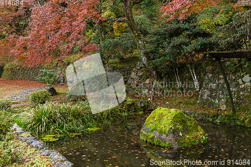 Image of Japanese temple in autumn season