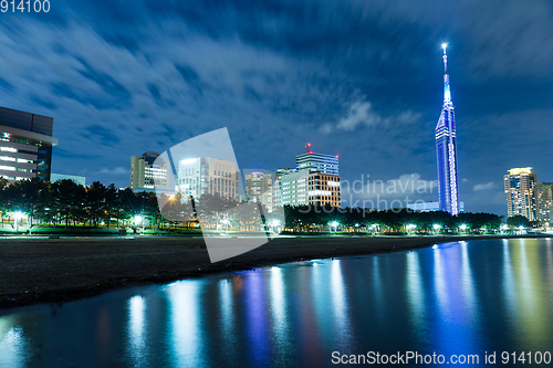 Image of Fukuoka city skyline at night