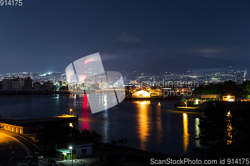 Image of Fuji mountain in Fuji shi of Japan at night