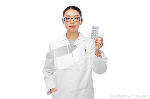 Image of asian female doctor or nurse with medicine