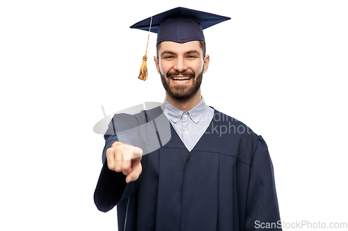 Image of happy smiling graduate student pointing to you