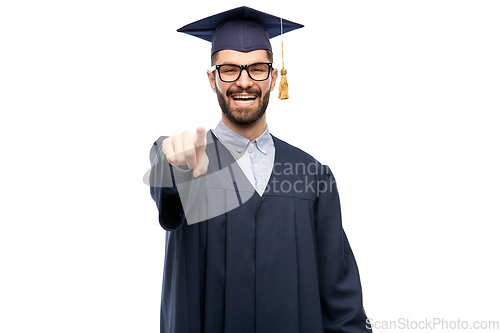 Image of happy smiling graduate student pointing to you