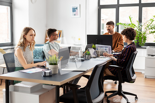 Image of business team or startuppers working at office