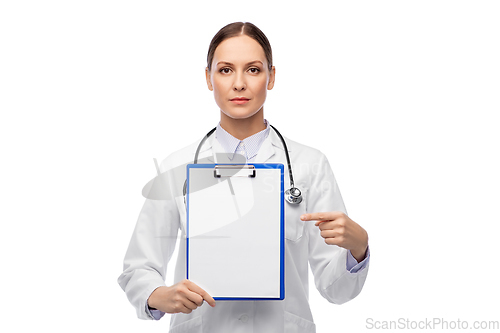 Image of female doctor with clipboard