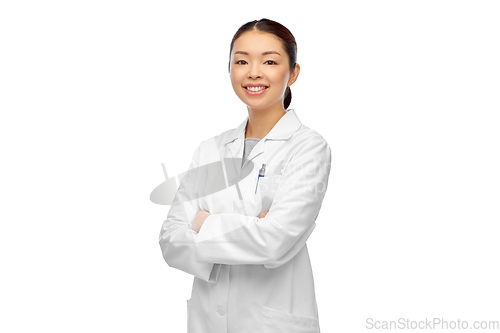 Image of smiling asian female doctor with crossed arms