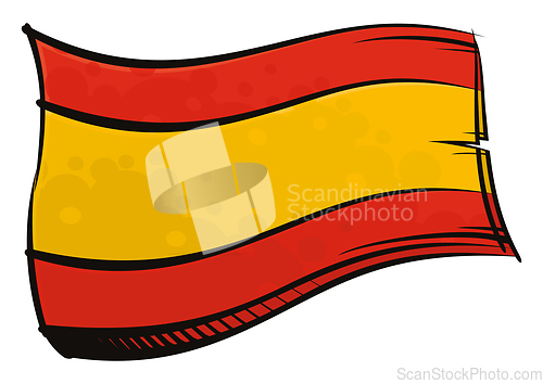 Image of Painted Spain flag waving in wind