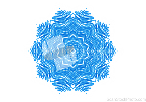 Image of Abstract blue shape like a snowflake on a white