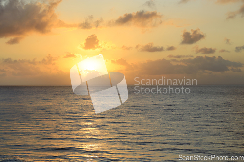 Image of Amazing sunrise at sea in the morning