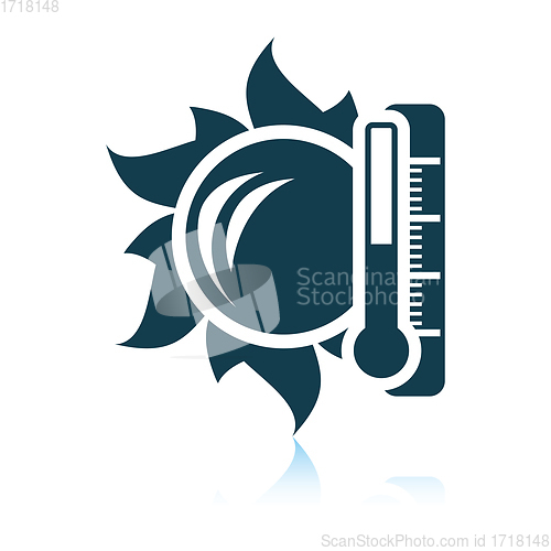 Image of Sun and thermometer with high temperature icon