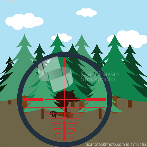 Image of Hunting in fir forest