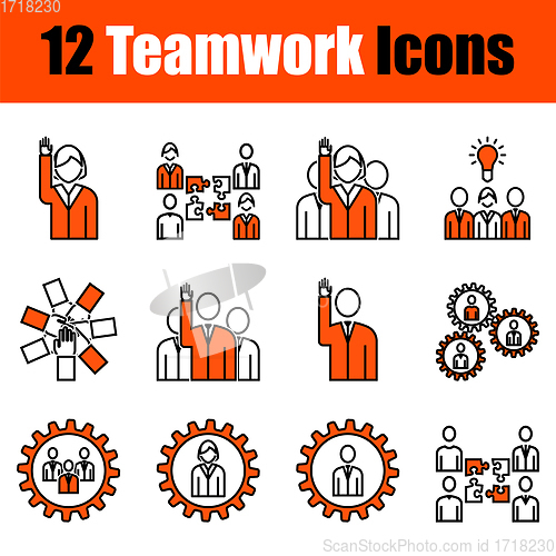 Image of Set of 12 Teamwork Icons