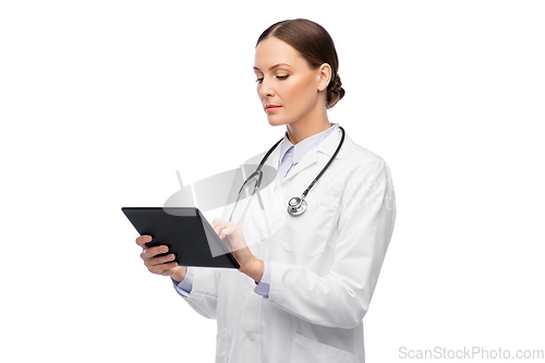 Image of female doctor with tablet pc and stethoscope