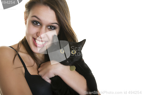 Image of Goth Girl & Black Cat