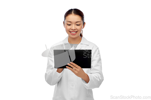 Image of asian female doctor with tablet pc and stethoscope