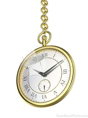 Image of Shiny gold pocket watch with chain