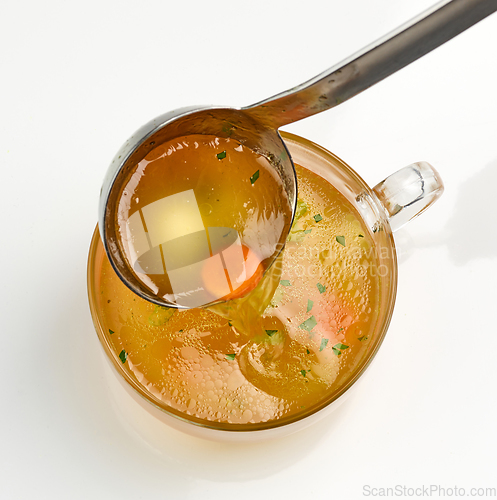 Image of cup of fresh chicken broth