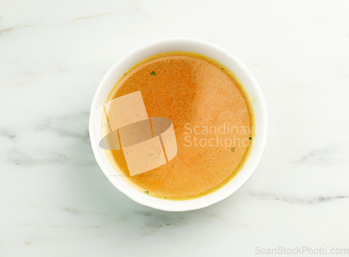 Image of bowl of fresh chicken bouillon 