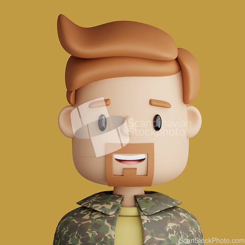 Image of 3D cartoon avatar of bearded man