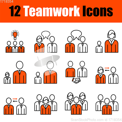 Image of Set of 12 Teamwork Icons