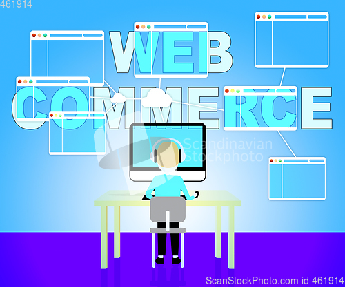 Image of Web Commerce Shows Online Trade 3d Illustration