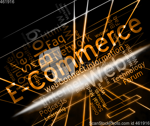 Image of Ecommerce Word Shows Online Businesses And Trade