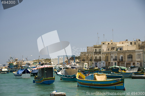 Image of luzzu boats in marsaxlokk malta fishing village