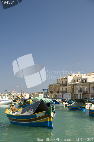 Image of luzzu boats in marsaxlokk malta fishing village