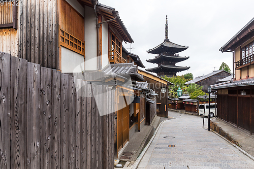 Image of Yasaka pagoda on a traditional street in old village