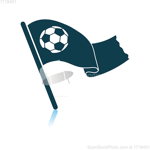 Image of Football Fans Waving Flag With Soccer Ball Icon