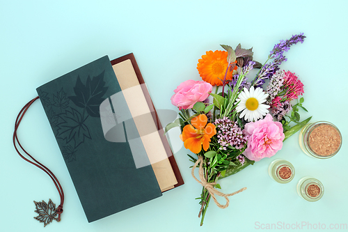 Image of Apothecary Journal with Posy of Herbs and Flowers