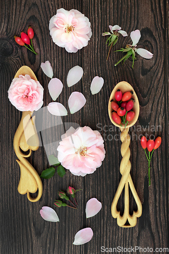 Image of Rose Flower and Rosehip Alternative Natural Herbal Medicine