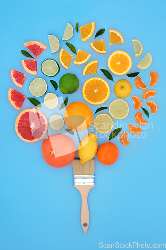 Image of Citrus Fruit Surreal Paintbrush Composition