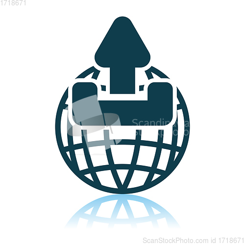 Image of Globe With Upload Symbol Icon