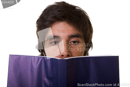 Image of man reading a book