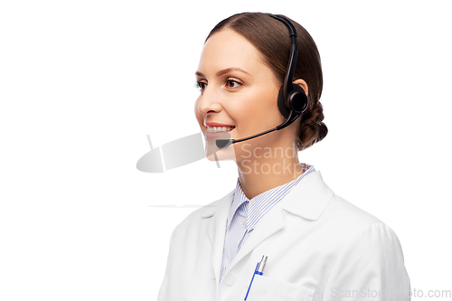 Image of smiling female doctor with headset