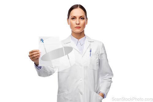 Image of female doctor with prescription blank
