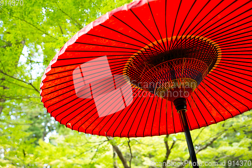 Image of Traditional Japanese red umbrella