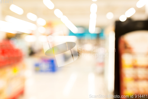 Image of Supermarket or discount store blur background with bokeh