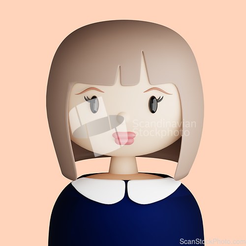 Image of 3D cartoon avatar of pretty young woman