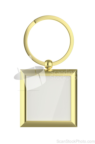 Image of Front view of square gold keychain