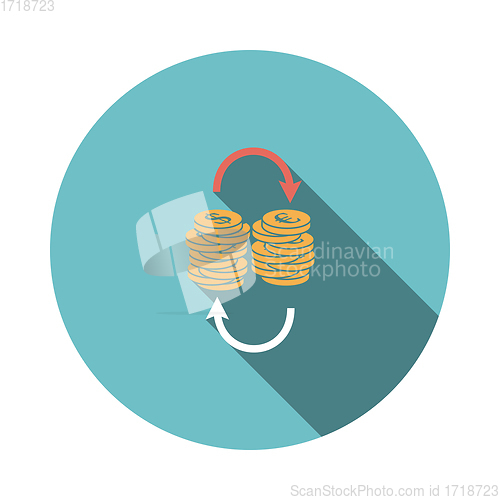 Image of Dollar euro coins stack icon