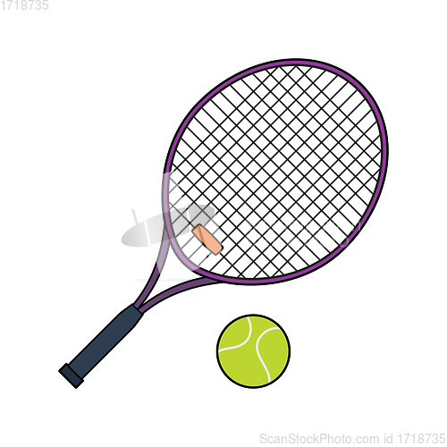 Image of Flat design icon of Tennis rocket and ball