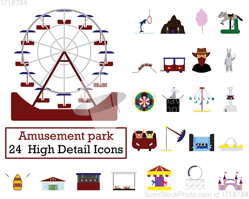 Image of Amusement Park Icon Set