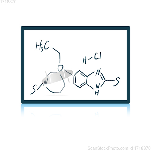 Image of Icon of chemistry formula on classroom blackboard