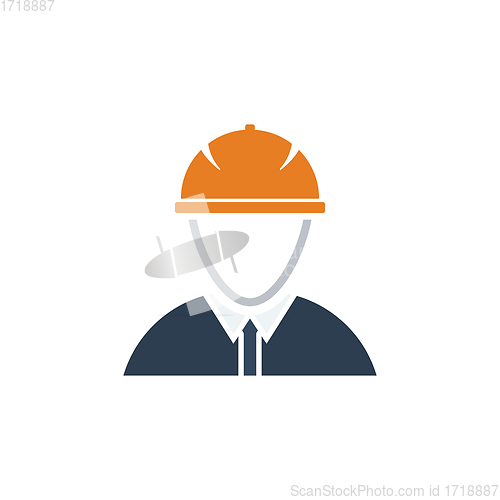 Image of Icon of construction worker head in helmet