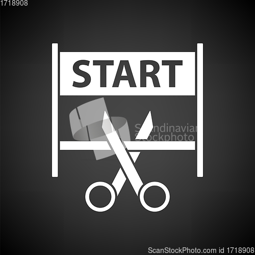 Image of Scissors Cutting Tape Between Start Gate Icon