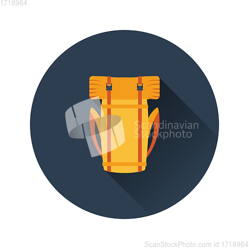 Image of Flat design icon of camping backpack